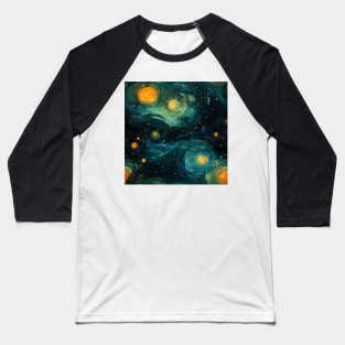 Van Gogh Starry Night Outer Space Pattern 9 Baseball T-Shirt